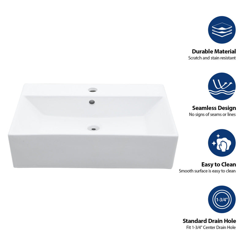 Console Sink With 304 Legs, 24" X 16.75", Wall Mounted Design - White / Black