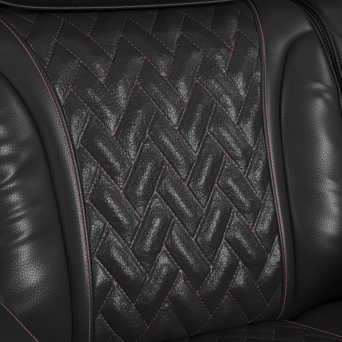 Prime Time P3 Recliner with LED and wireless charger pocket in Jett Black with Red Stitching