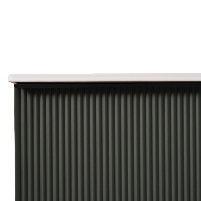 Fluted Bathroom Vanity With Ceramic Sink, Soft Close Slides