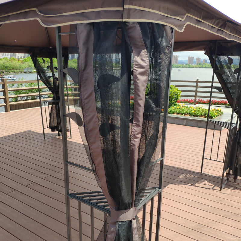 Patio Gazebo Tent With Ventilated Double Roof And Mosquito Net For Backyard Or Garden