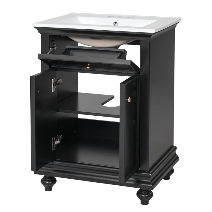 Modern Bathroom Vanity With Tip-Out Drawer And Soft-Close Hinges