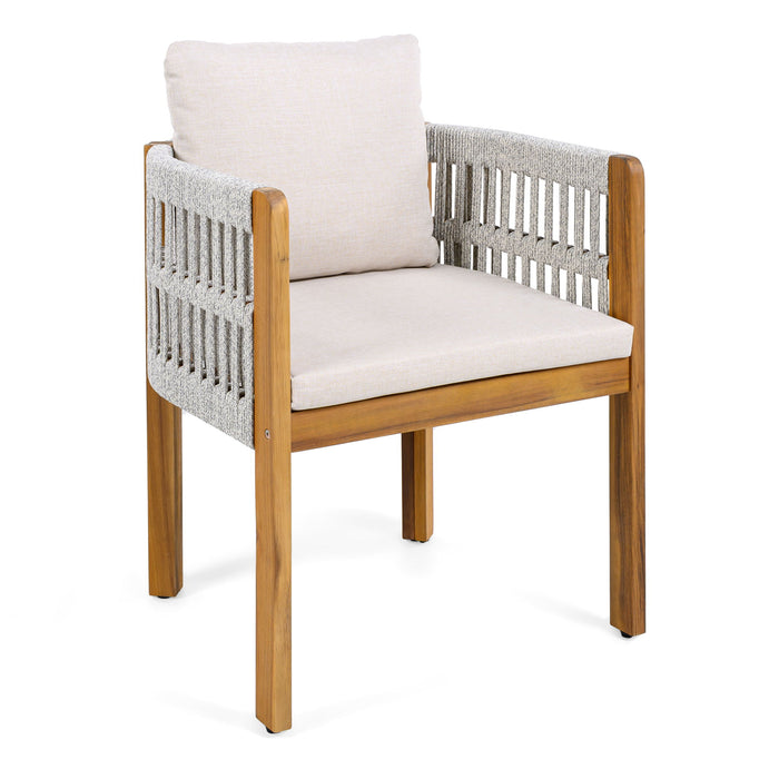 Outdoor Dining Chairs With Mix Rope Handles (Set of 2)
