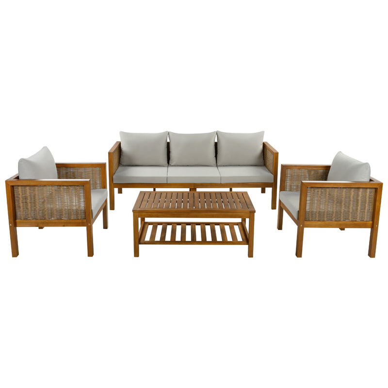 Patio Set Outdoor With Coffee Table And Cushions