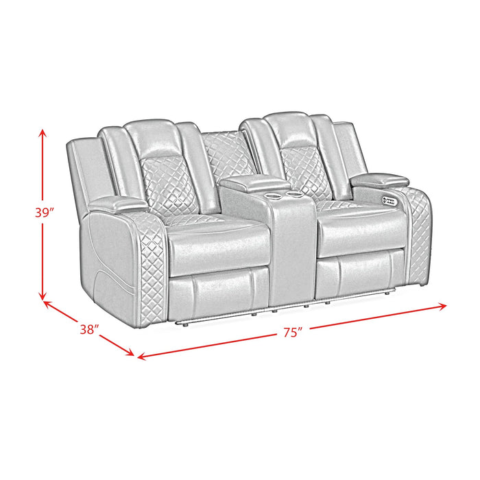 Carlo Power Motion Loveseat with Power Headrest, Console and LED