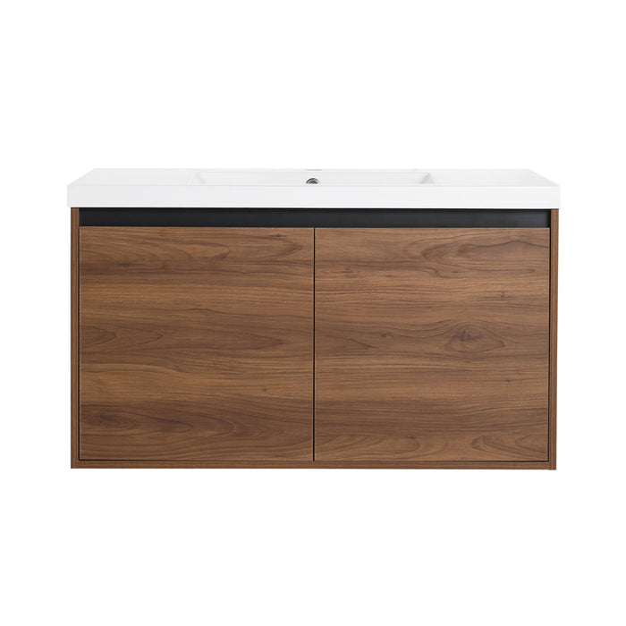Bathroom Vanity Set With Resin Countertop Sink And 2 Doors, Engineered Wood