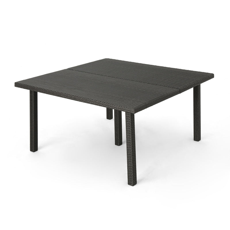 Outdoor Square Rattan Wicker Dining Table - Gray