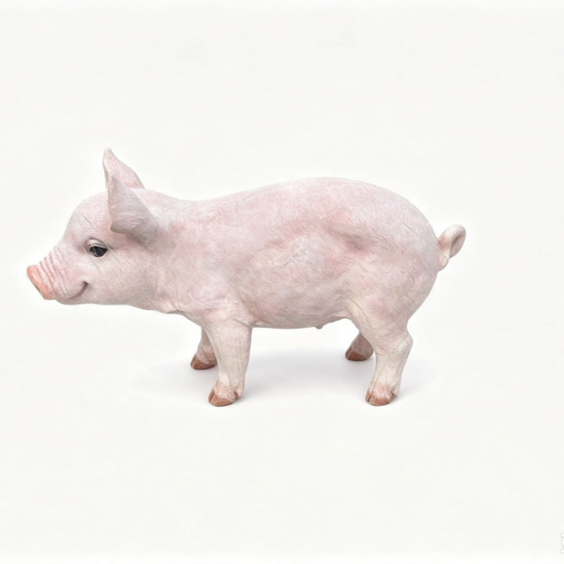 Cute Pig Garden Statue, Farm Pig Figurine Lawn Ornament, Weatherproof Outdoor Sculpture Decor - Baby Pink