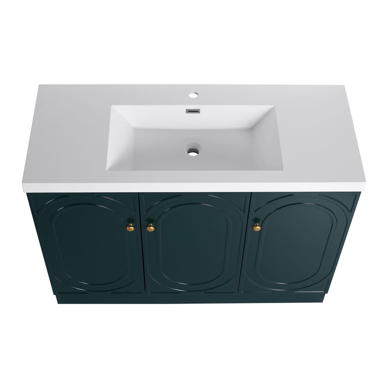 Contemporary Freestanding Bathroom Vanity With Resin Sink & Soft-Close Cabinet Doors