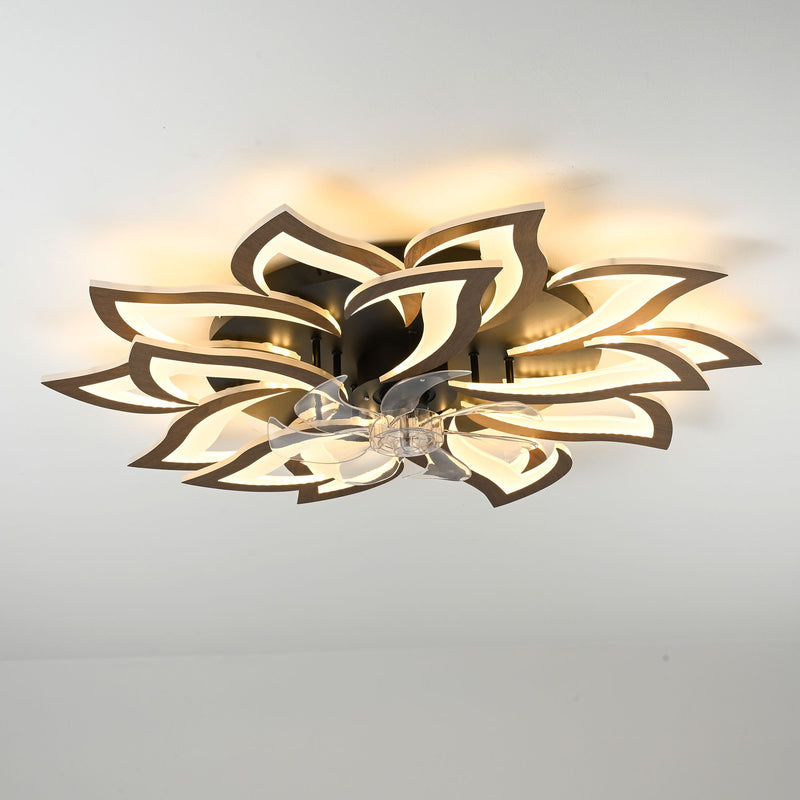 Ceiling Fan With Remote Control And Lights, 6 Speeds, 3 Color Temperatures, Low Profile Flush Mount