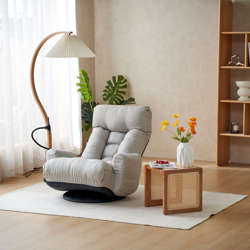 Adjustable Swivel Lounge Chair With 360 Degree Rotating Seat And Headrest Support