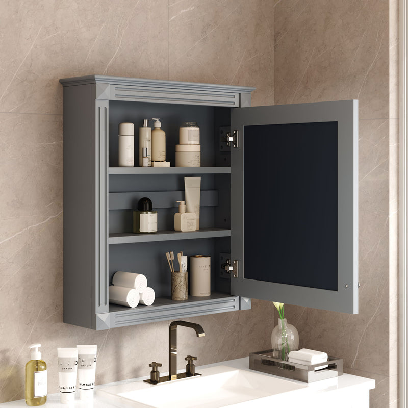 Wall Mounted Bathroom Storage Cabinet With Mirror, Medicine Cabinet With Height Adjustable Shelf