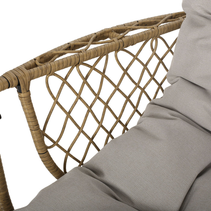 Malia - Outdoor / Indoor Wicker Hanging Chair With Cushion - Brown / Beige