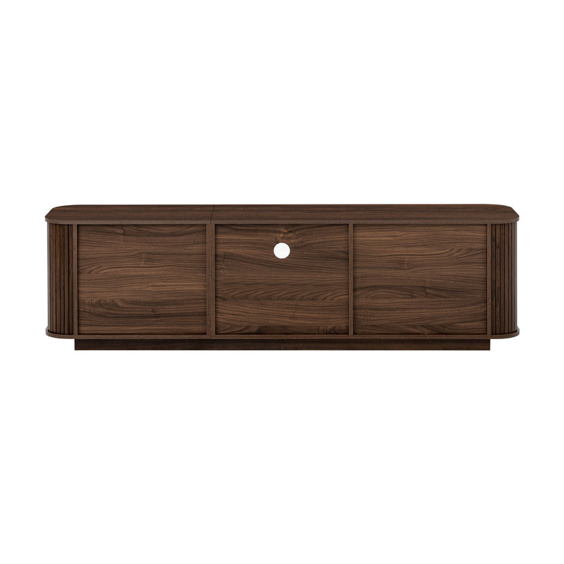 70" TV Stand With Ample Storage, Curved Corners - Dark Brown