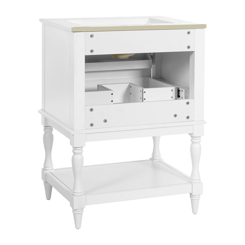 Bathroom Vanity With Sink, 2 Drawers Storage Cabinet, Open Shelf