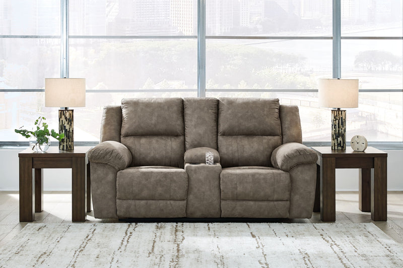Laresview - Dbl Reclining Loveseat with Console - Fossil
