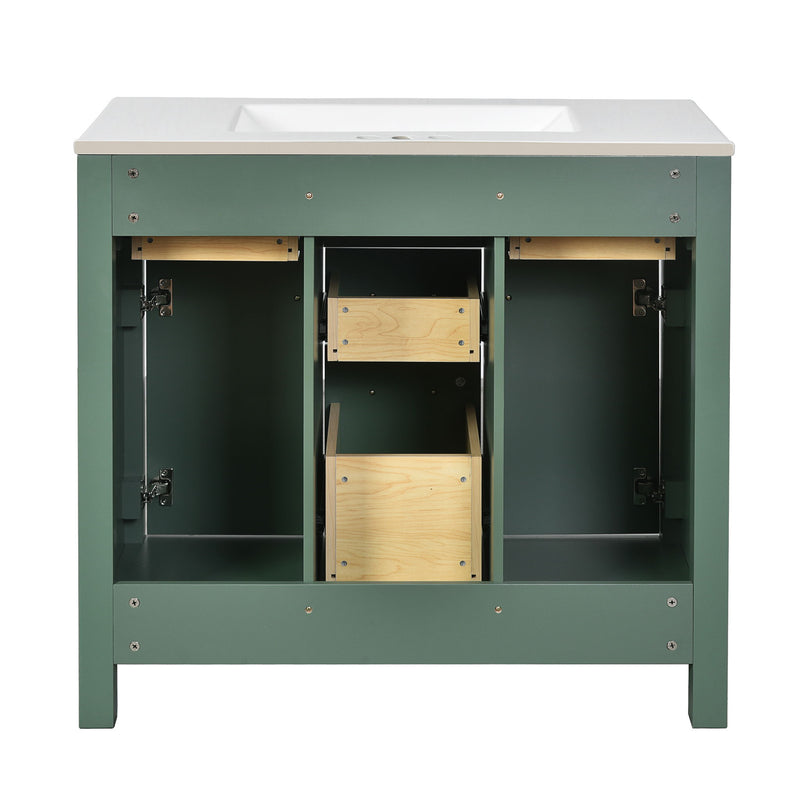 Bathroom Vanity With Sink, Cabinet With 4 Drawers & 2 Soft Close Doors, Rectangular Storage Unit For Bathroom