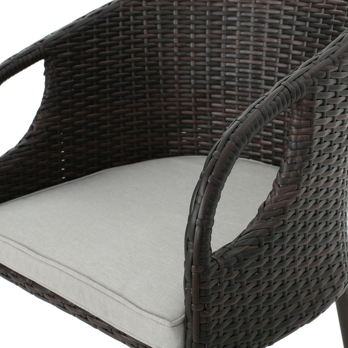 Outdoor 31" Rattan Barstools With Waterproof Cushions (Set of 2) - Multi Brown