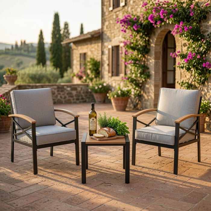 Square Outdoor Patio End Table - Black