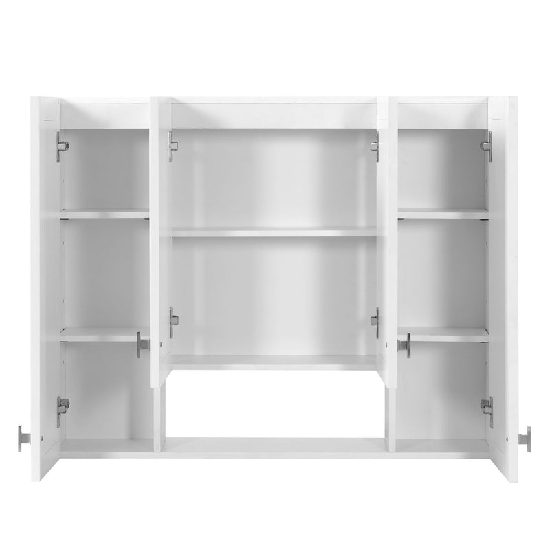Bathroom Cabinet With 5 Adjustable Shelves, Soft Closing Hinges, Open Shelving Design - White