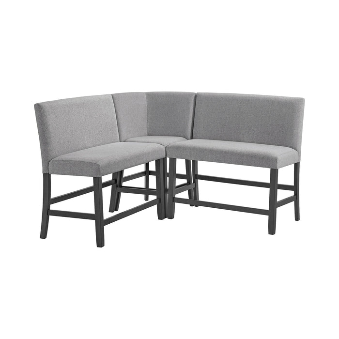 Seneca Counter 3PC Corner Bench with Grey Fabric
