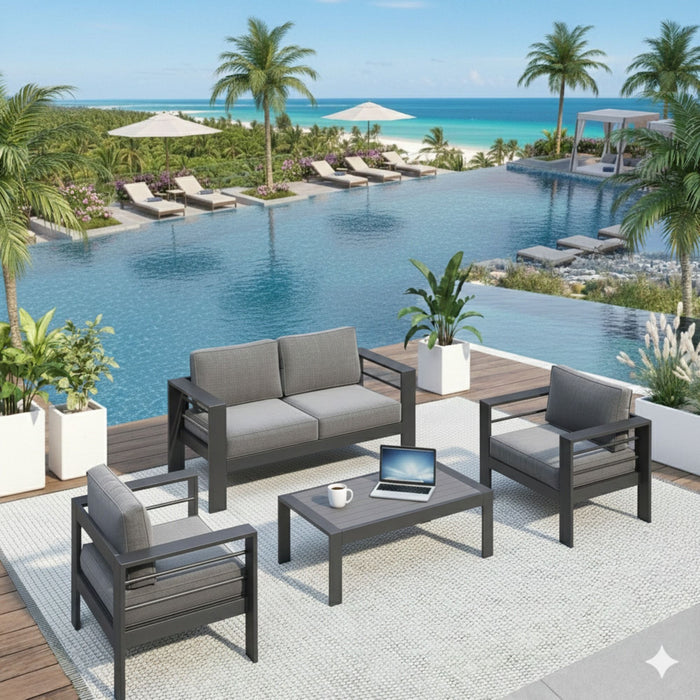 Outdoor Patio Set, All-Weather & Thick Cushions