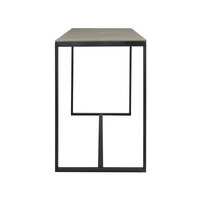 Ernesto - Outdoor Industrial Acacia Wood Bar Table With Metal Frame - Gray