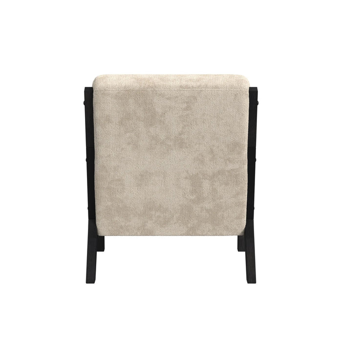 Marina Chair with kidney pillow in Langley Cream and Brushed Espresso Finish