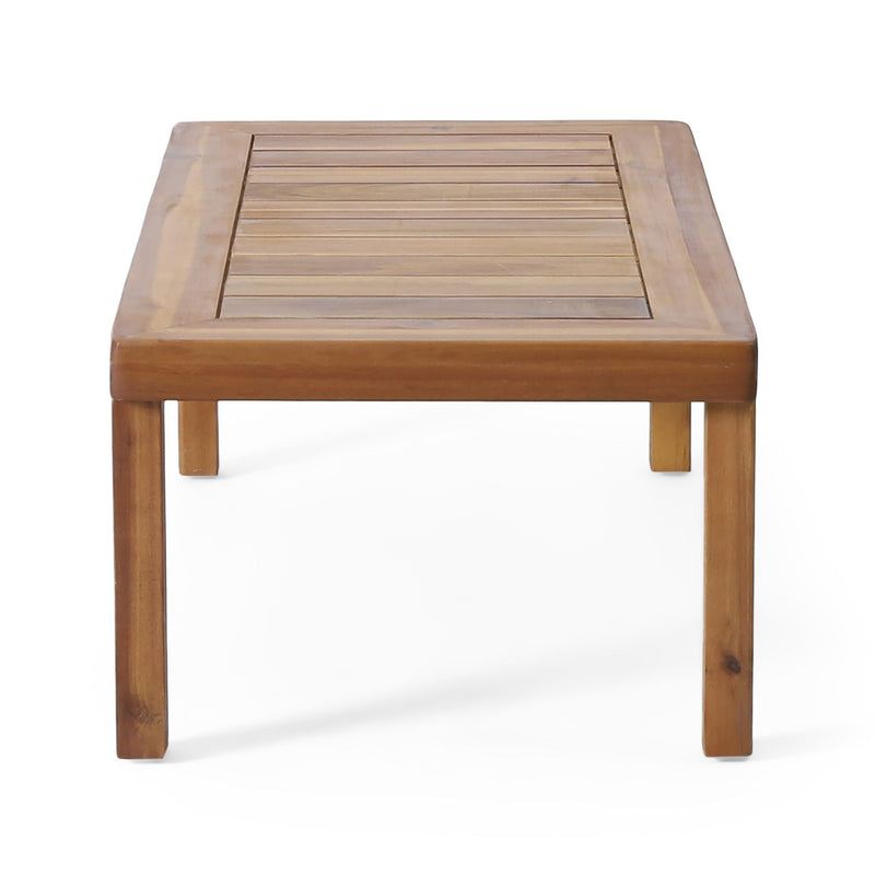 Acacia Wood Loveseat And Coffee Table Set With Cushions