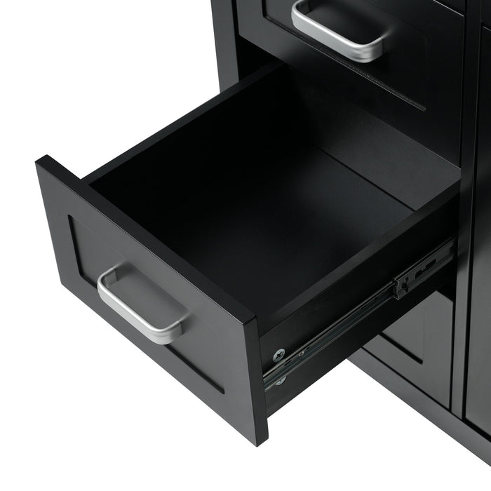 Bathroom Vanity With Sink, 2 Doors 8 Drawers, Soft Close System, Classic Design