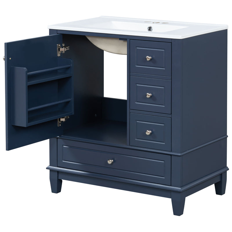 Freestanding Bathroom Vanity With Sink, Soft Close Door, 3 Drawers