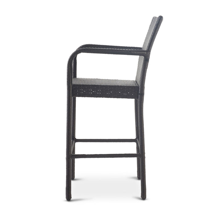 Outdoor Wicker Barstools With Rattan And Iron Frame