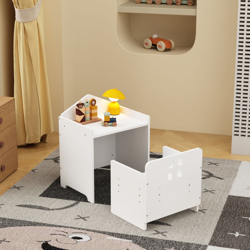 Montessori Weaning Table And Chair Set, Toddler Table With Adjustable Height - White