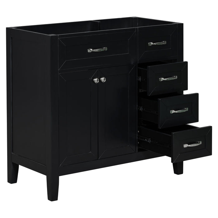 Modern Bathroom Vanity Base Only, 2 Doors And 3 Drawers