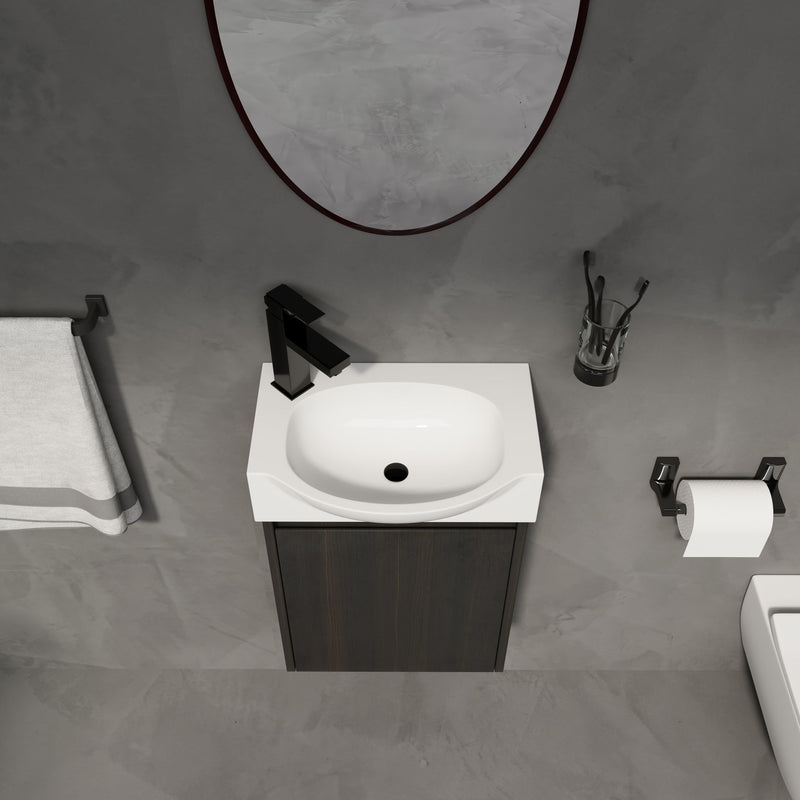 Modern Bathroom Vanity With Ceramic Basin, Wall Mounted Floating Sink Combo, Storage Cabinet