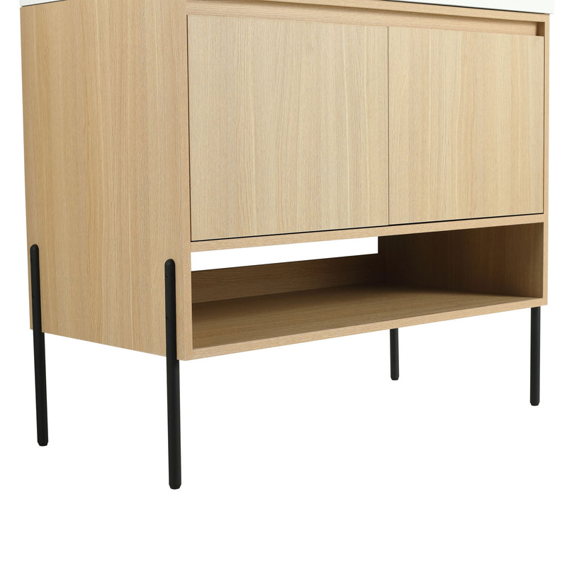 Modern Bathroom Vanity Combo With Single Resin Sink And Storage Cabinet