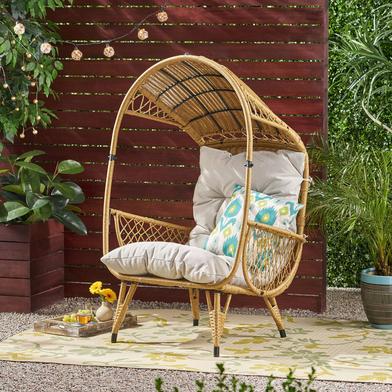 Outdoor Wicker Standing Basket Chair With Cushion
