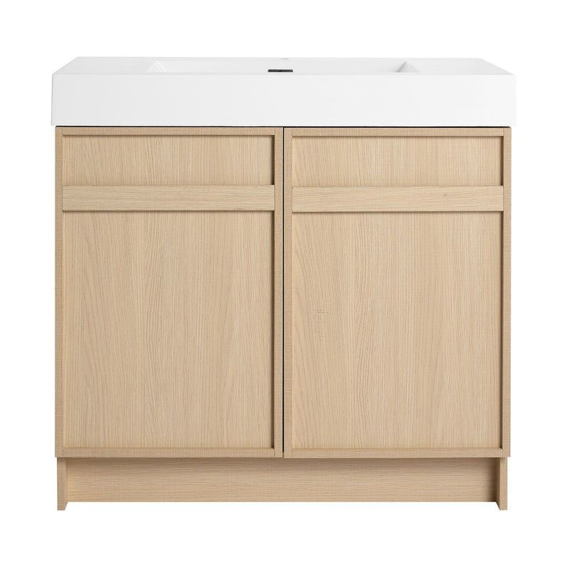 Freestanding Bathroom Vanity With Resin Sink & Soft Close Cabinet Doors