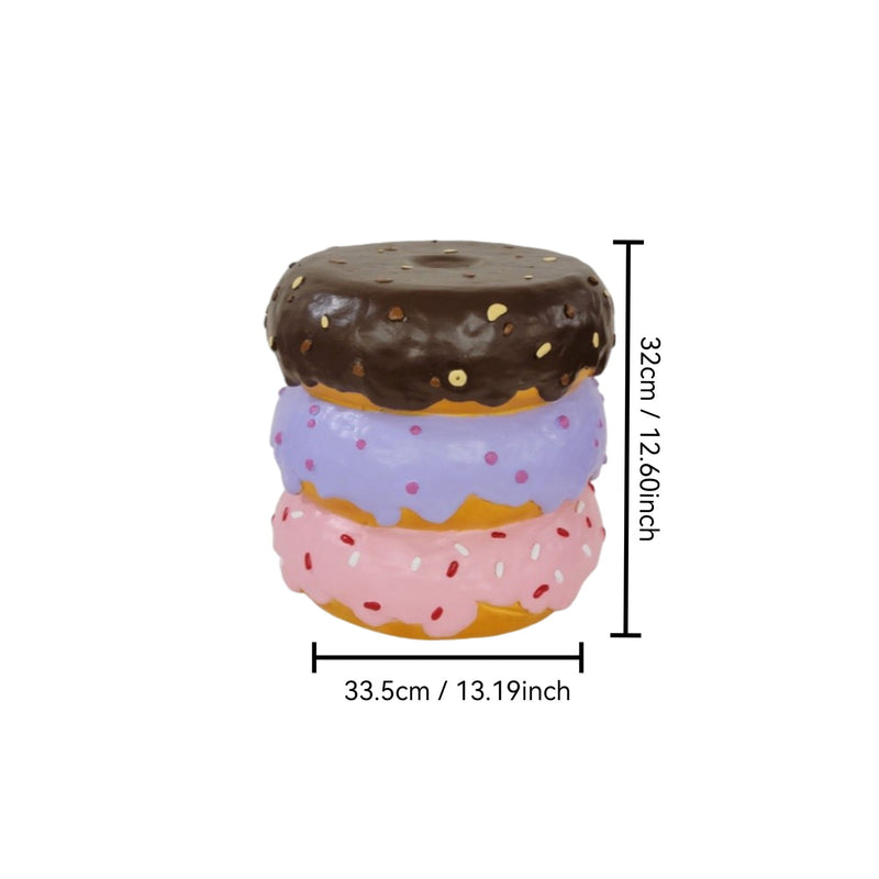 Stacked Donut Stool With Sprinkles Detail, Figurine Seat For Indoor Outdoor Decor - Light Natural