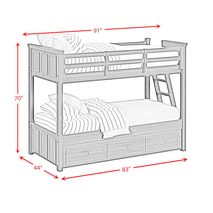 Hampton Kids - Bunk With Ladder And Trundle Bedroom Set