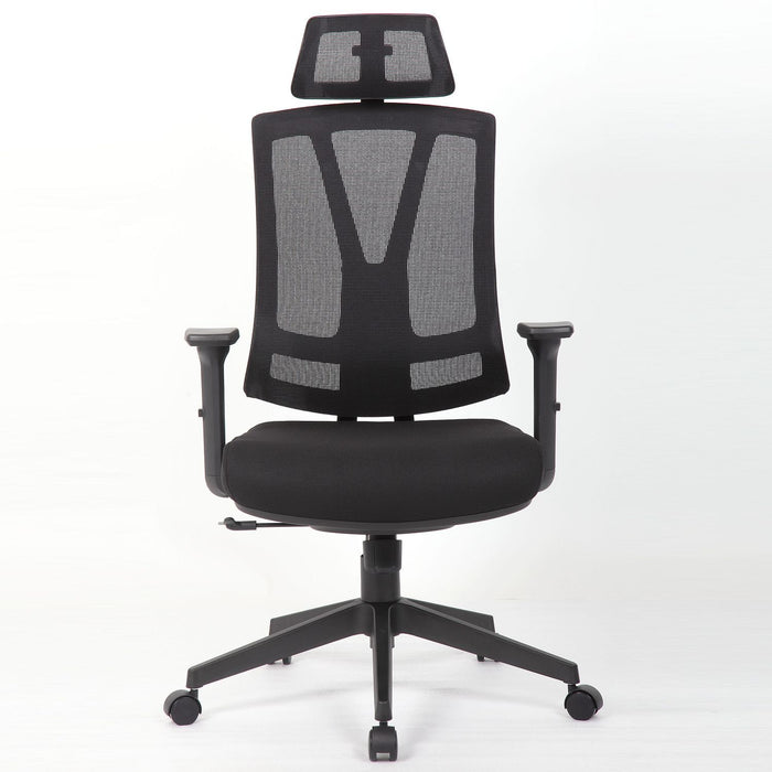 Office Chair With Adjustable Headrest & Back, High Back Swivel Desk Chair - Black