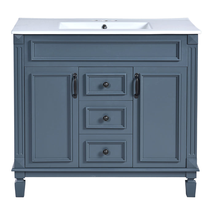 Bathroom Vanity With Top Sink, Mirror Cabinet, 2 Soft Closing Doors & 2 Drawers