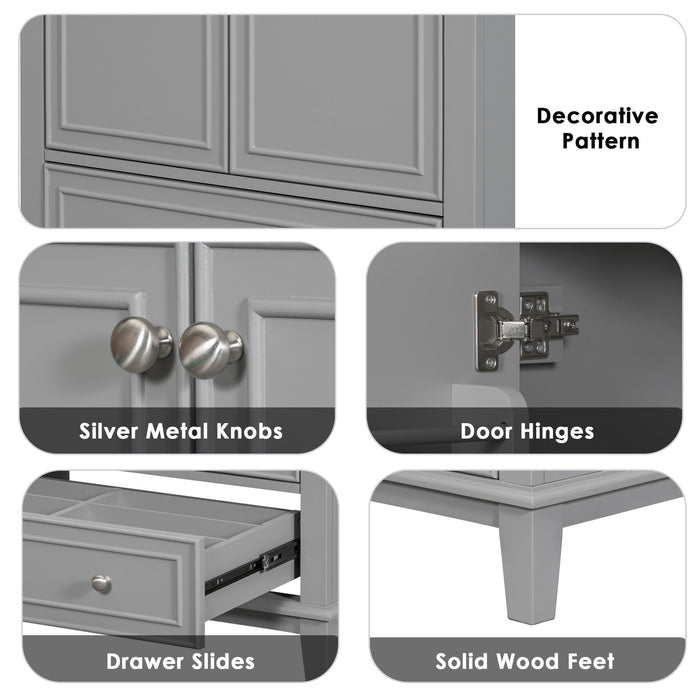 Modern Bathroom Vanity With Sink Combo, Multi Functional Cabinet With Doors And Drawer