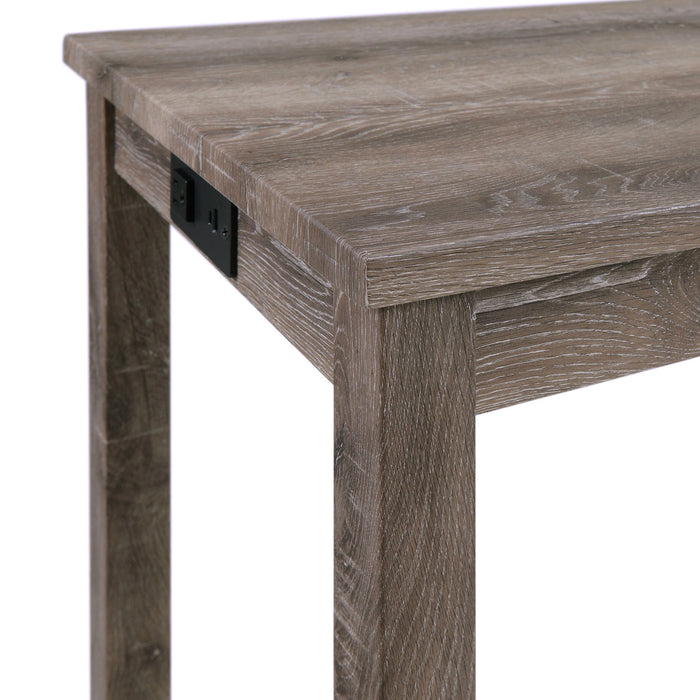 Oak Lawn Grey Bar Table Single Pack (Table + 3 Tan Fabric Stools)