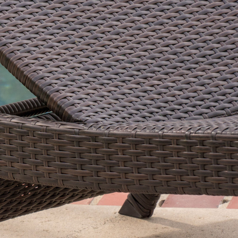Kauai - Modern Style Pe Wicker Chaise Lounge - Brown Multi