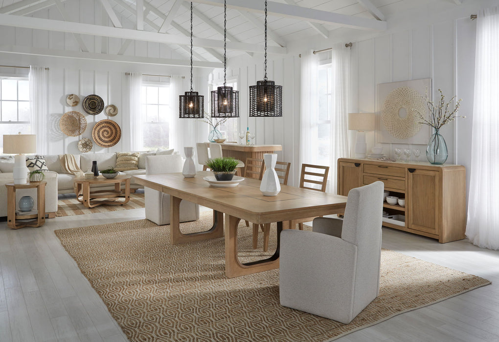 Escape - Dining Table With Extensions - Glazed Natural Oak / Black Metal Trim