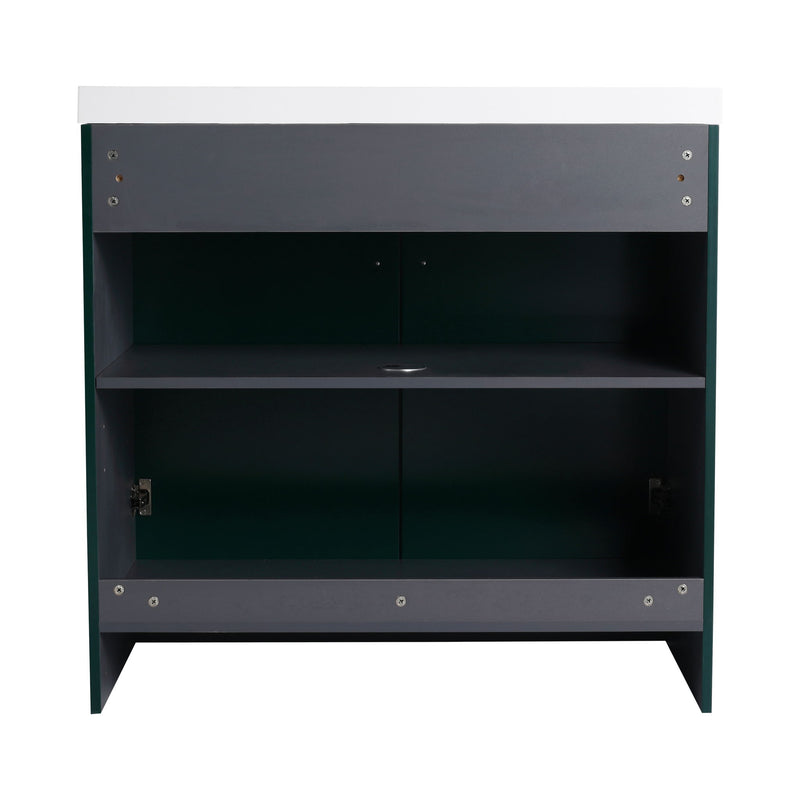 Contemporary Freestanding Bathroom Vanity With Resin Sink & Soft-Close Cabinet Doors