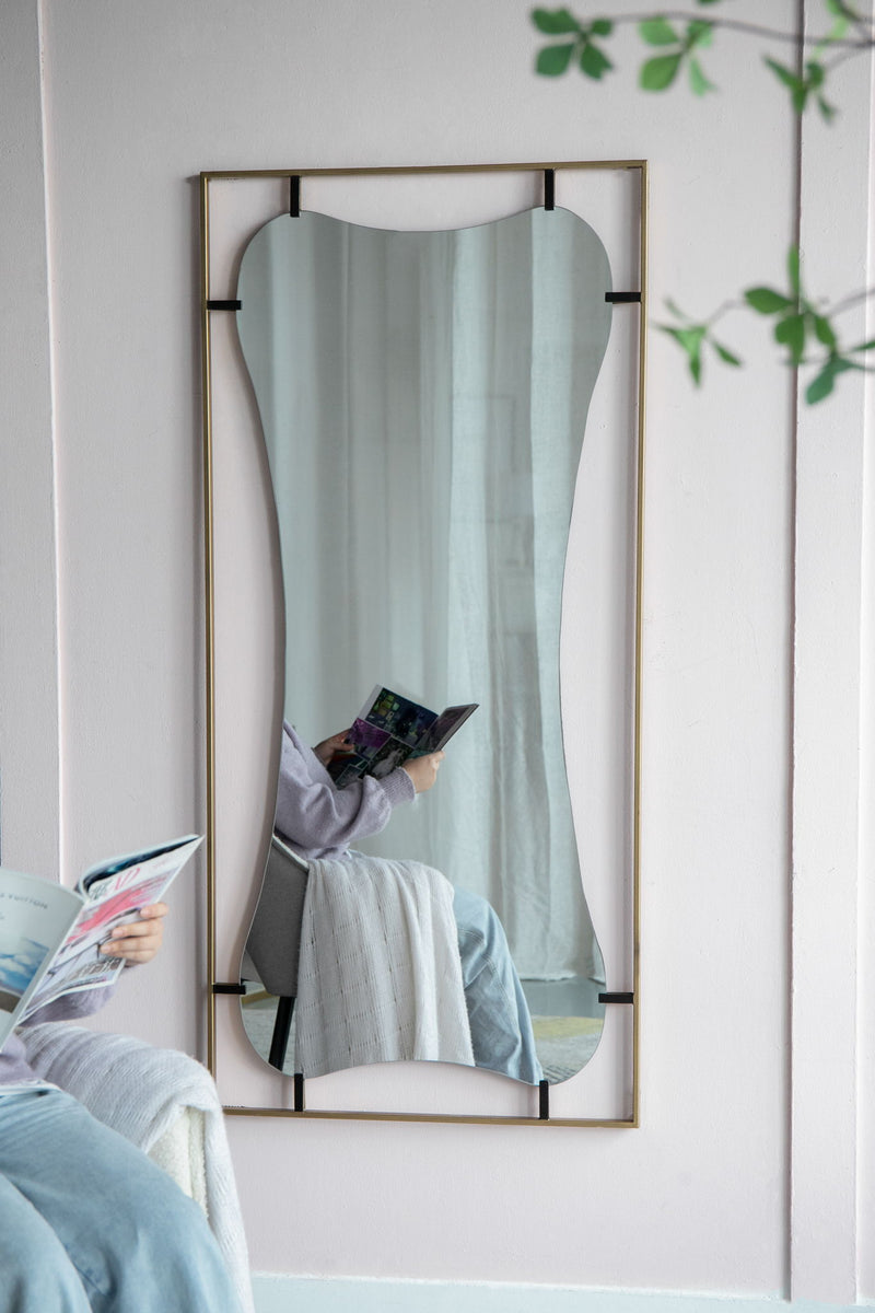 Poppy Mirror With Metal Frame Contemporary Design For Bathroom, Entryway Wall Decor