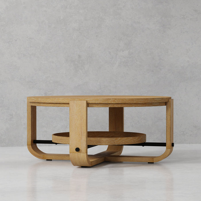 Escape - 3 Piece Occasional Table Set - Glazed Natural Oak / Black Metal Trim