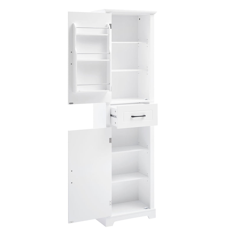 Tall Freestanding Bathroom Storage Cabinet With 2 Doors And Adjustable Shelves