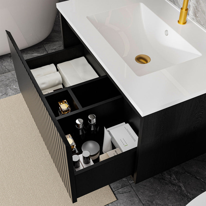 Wall Mounted Floating Bathroom Vanity With Sink And Drawers